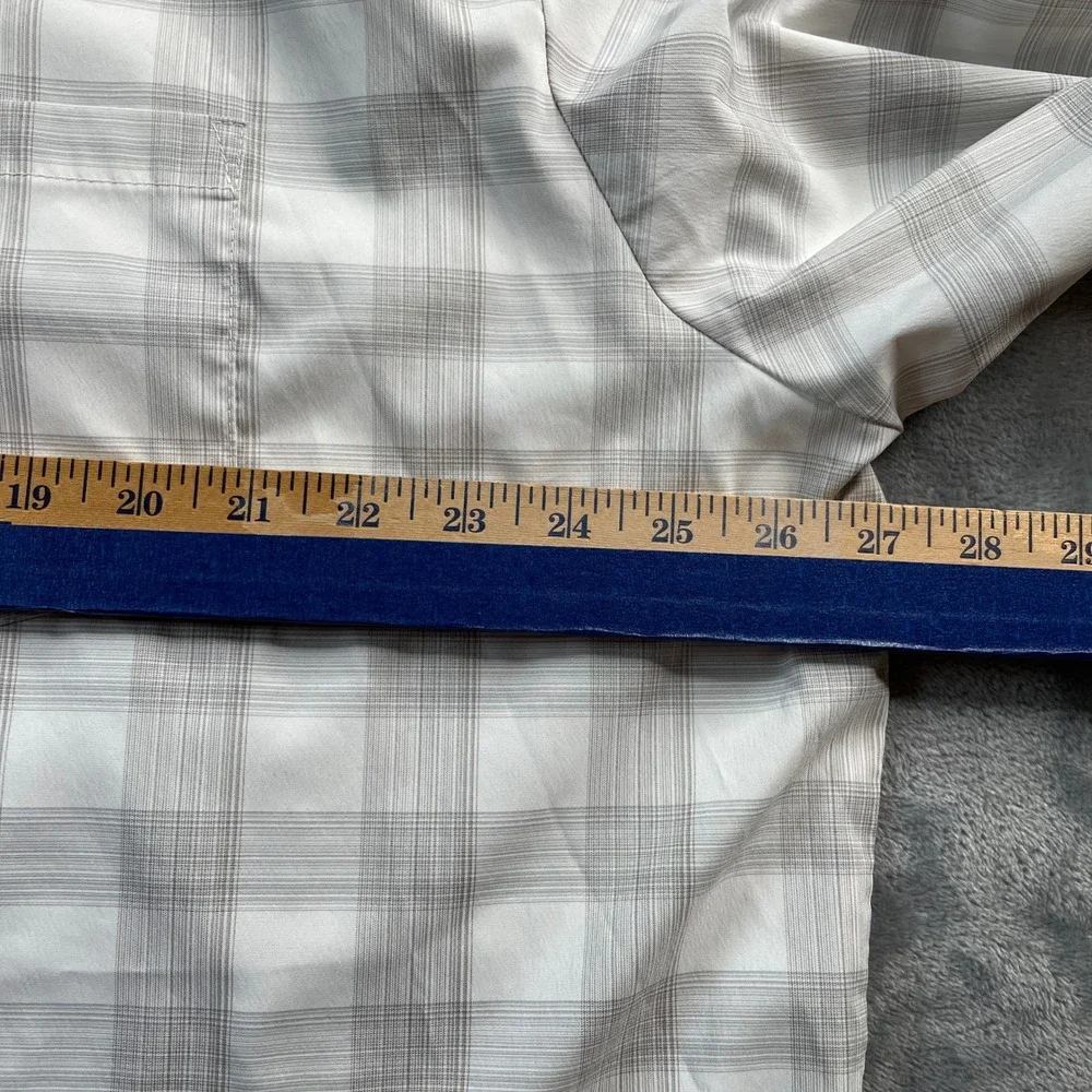 Wrangler Performance Men's 2XL Plaid Long Sleeve Button Up Shirt‎ Gray White